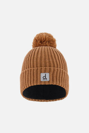 Winter Knit Hat With Pompom Brown-0