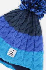 Winter Peruvian Knit Hat With Pompom Dark Blue-3