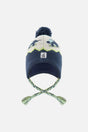 Winter Peruvian Dino Knit Hat With Pompom Dark Turquoise-0