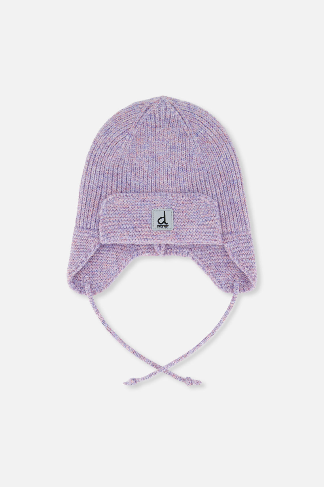 Baby Winter Knit Hat With Ear Flaps And Strings Lavender-0