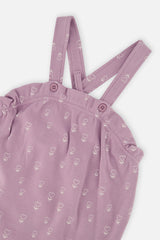 Organic Cotton Onesie And Overall Set Purple Floral Print-4