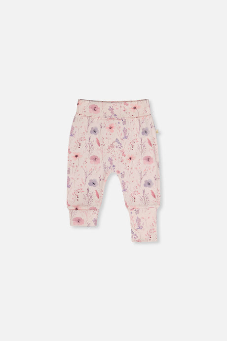 Two Pack Organic Cotton Evolutive Pants Pink Printed Flowers-1