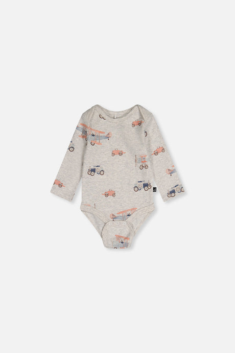 Deux par Deux organic cotton baby onesie 3-pack with airplanes and vintage car, view 5