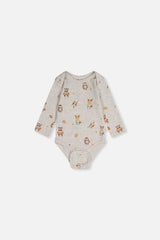 Three Pack Organic Cotton Onesie Brown Printed Hedgehogs-3