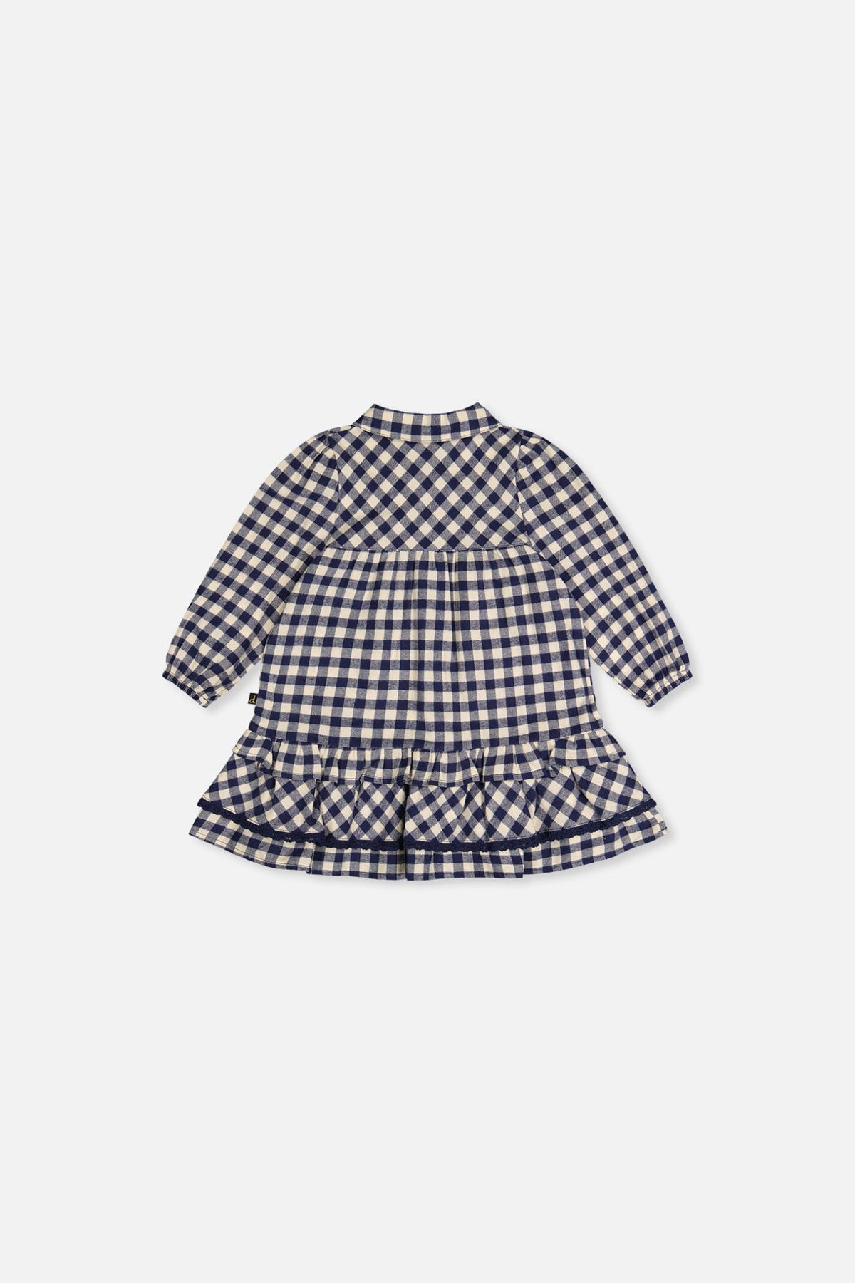 Baby Shirt Dress With Frills Blue And White Gingham Print-1