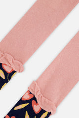 Baby Tights Pale Dusty Pink And Navy-2