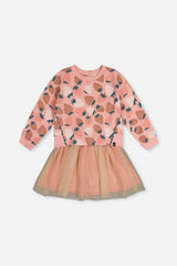Bi-Material Dress Pink Strawberry Print-0