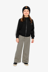 Deux par Deux black milano knit zip jacket for girls, full view