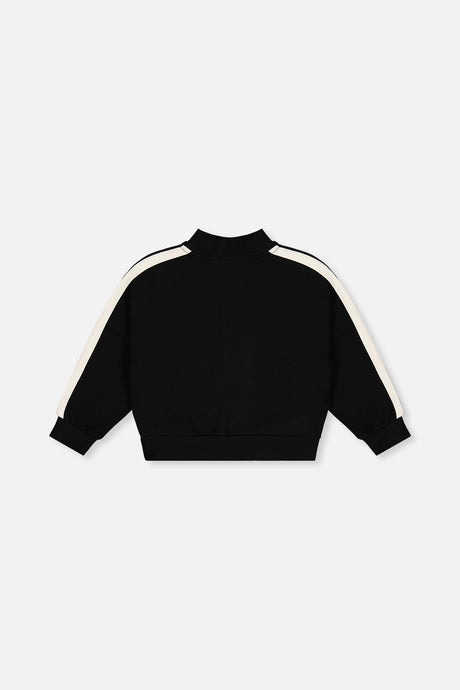 Deux par Deux black milano knit zip jacket for girls, back view