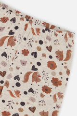 Deux par Deux girls organic cotton leggings, beige squirrel print, alternate view