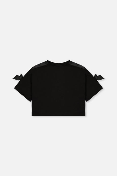 Deux par Deux girls' black short sleeve milano top, back view