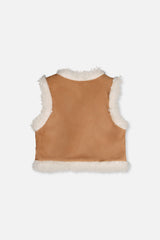 Deux par Deux brown and cream reversible girls vest, back view