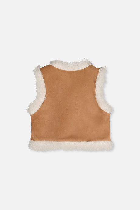 Deux par Deux brown and cream reversible girls vest, back view