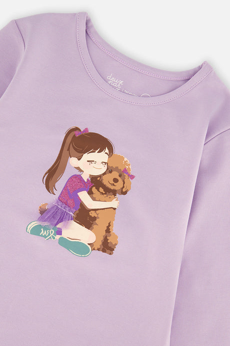 Deux par Deux lavender long sleeve organic cotton tee for girls, additional view