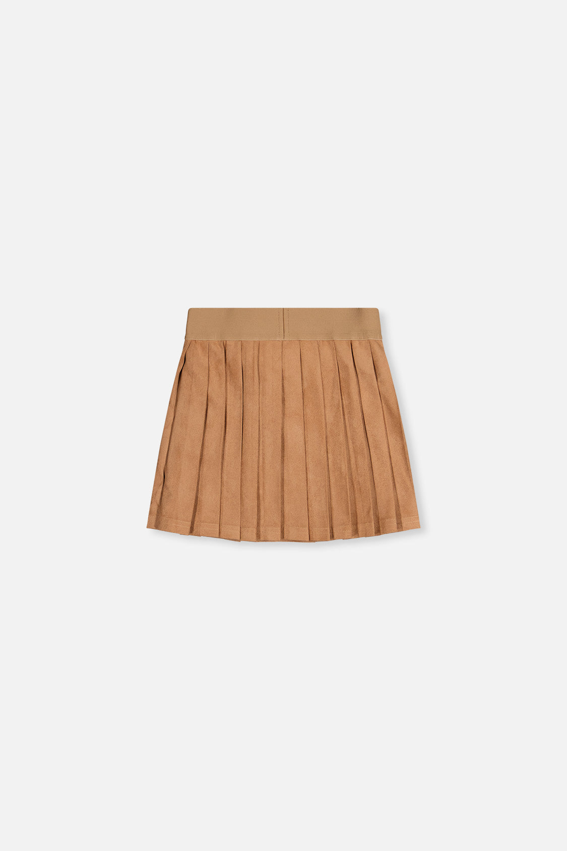 Deux par Deux girls brown pleated suede skirt, back view