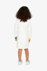 Knitted Dress With Heart Jacquard Off-White, Green And Pink-2