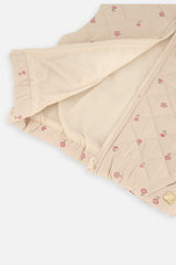 Another view of the Deux par Deux beige floral corduroy puffy vest