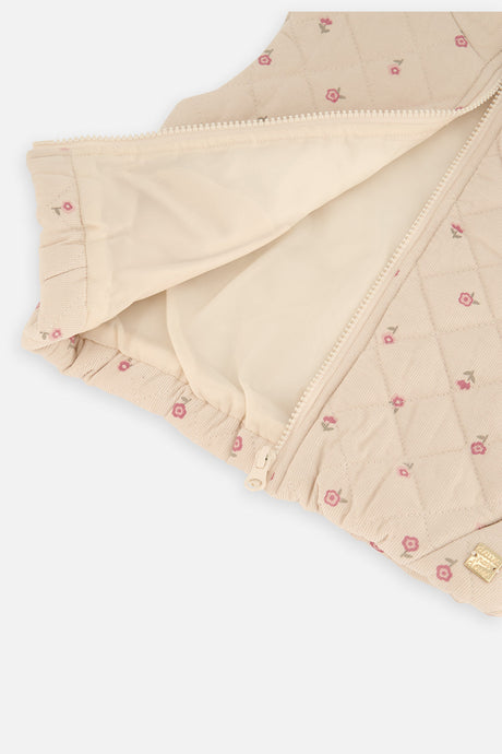Another view of the Deux par Deux beige floral corduroy puffy vest