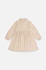 Corduroy Shirt Dress Beige Floral Print-4