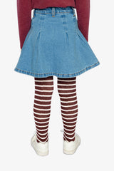 Pleated Skirt Navy Blue Denim-3