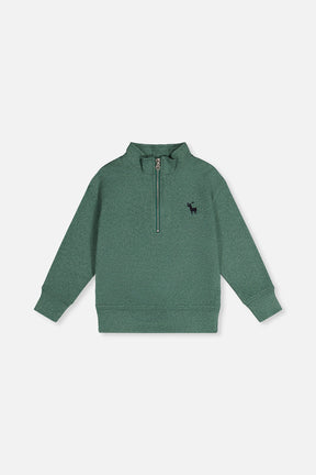 Half Zip Mock Neck Sweater Dark Green-0