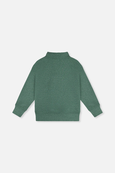 Deux par Deux boys dark green half-zip sweater, back view