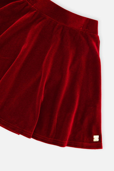 Deux par Deux Velvet Skirt Red