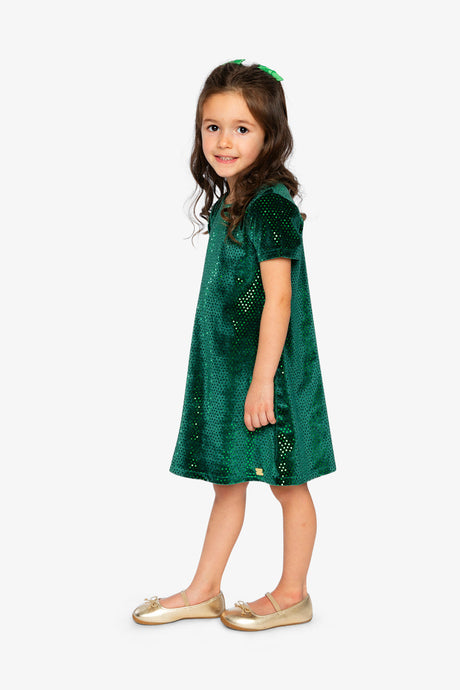Short Sleeve A Line Dress Green Forest-2