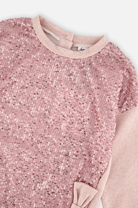 Deux par Deux dusty pink sequin sweatshirt dress, alternate view