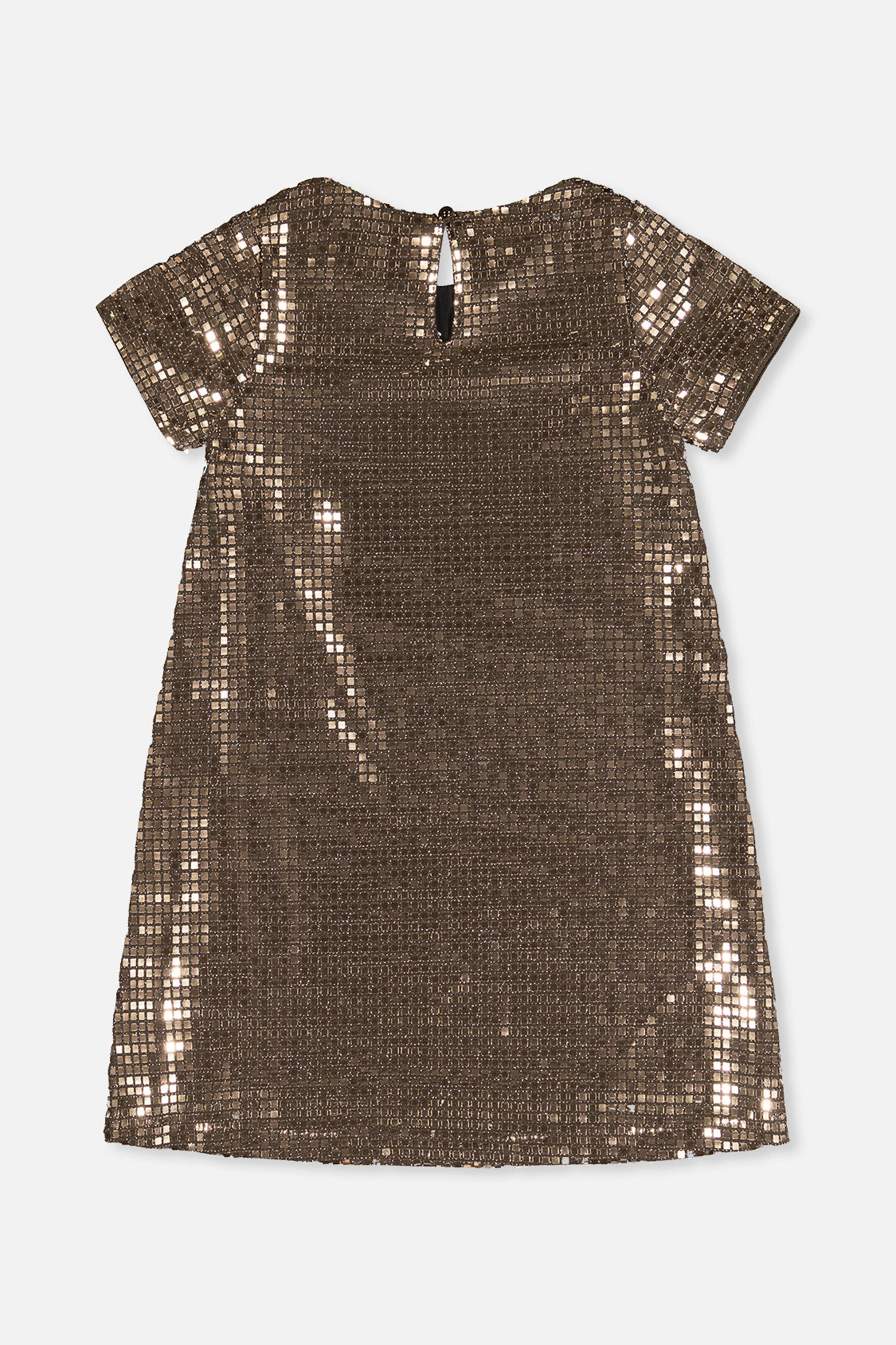 Deux par Deux beige lurex A-line dress for girls, back view