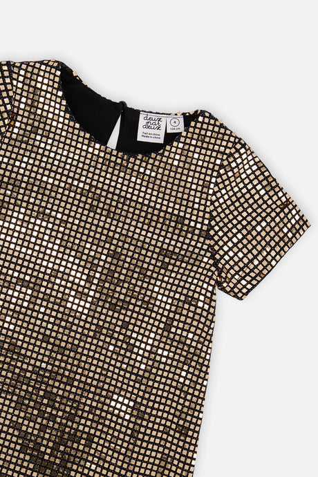 Deux par Deux beige short sleeve A-line dress, alternate view
