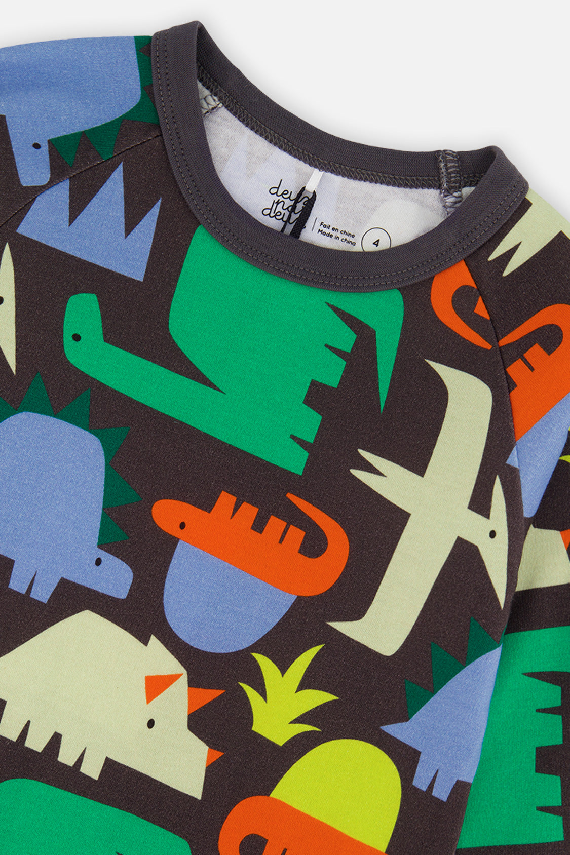 Organic Cotton Two Piece Pajama Set Black Dinosaur Print-4