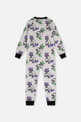 Baby Organic Cotton One Piece Pajama Beige Raccoon Print-1