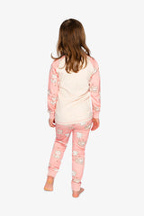Organic Cotton Two Piece Pajama Set Pink Cat Print-3