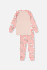 Organic Cotton Two Piece Pajama Set Pink Cat Print-4