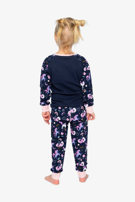 Organic Cotton Two Piece Pajama Set Purple Unicorn Print-3