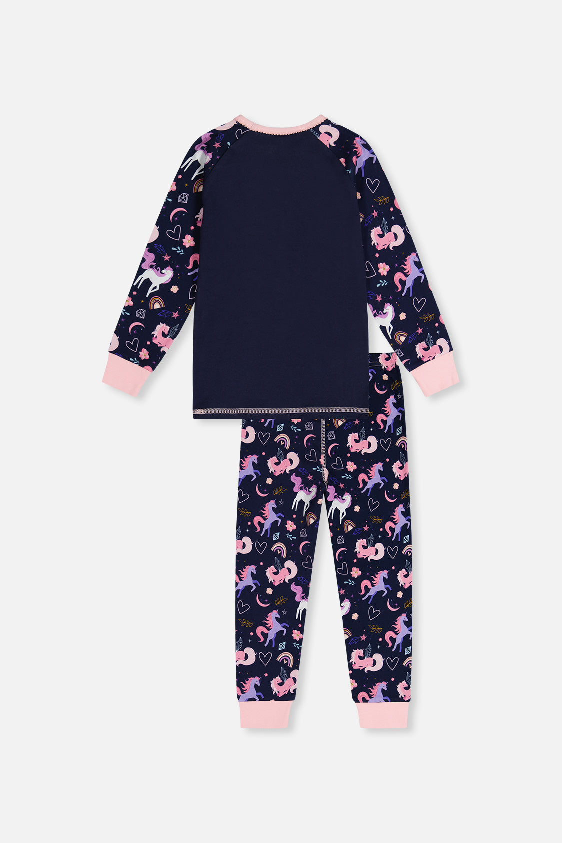 Organic Cotton Two Piece Pajama Set Purple Unicorn Print-4