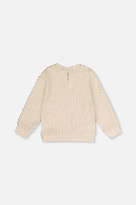 Deux par Deux girls beige and black bow sweatshirt, back view