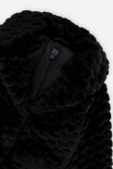 Deux par Deux girls' black faux fur long coat, additional view