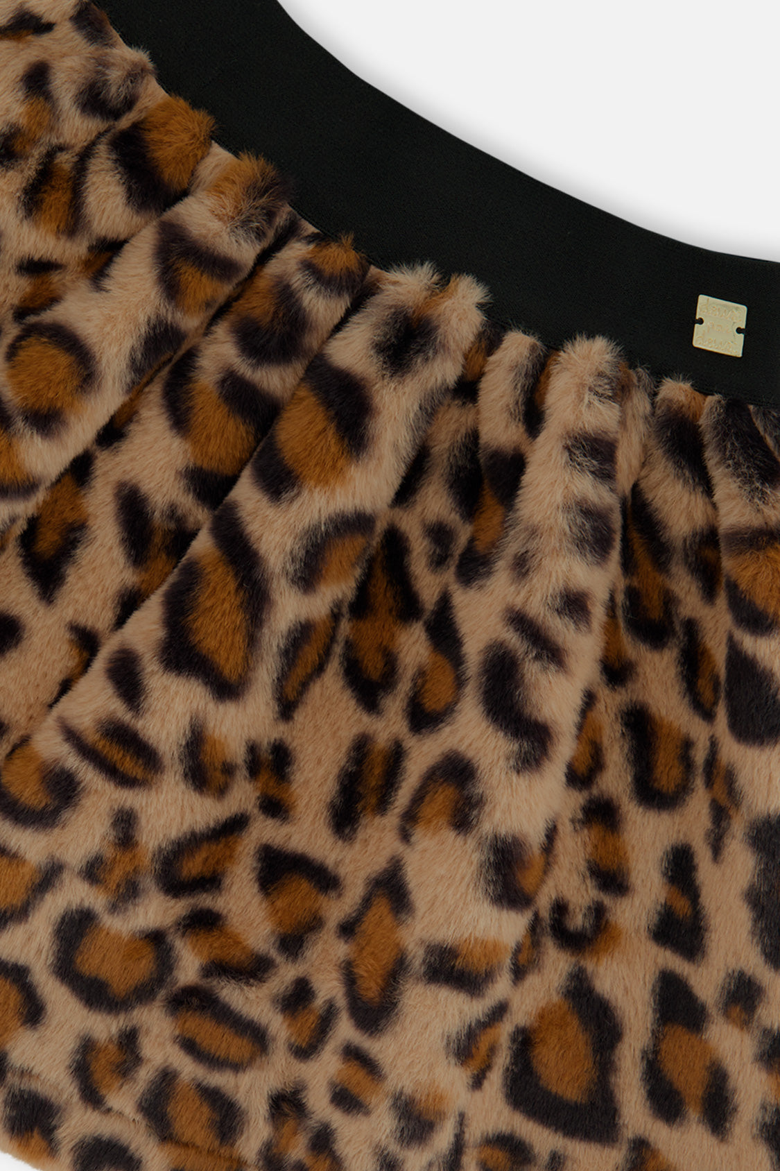 Additional view of the brown leopard faux fur skirt by Deux par Deux