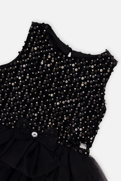 Additional view of the black bi-material sleeveless dress by Deux par Deux