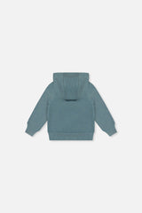 Baby Hoodie With Screenprint Pale Turquoise-1