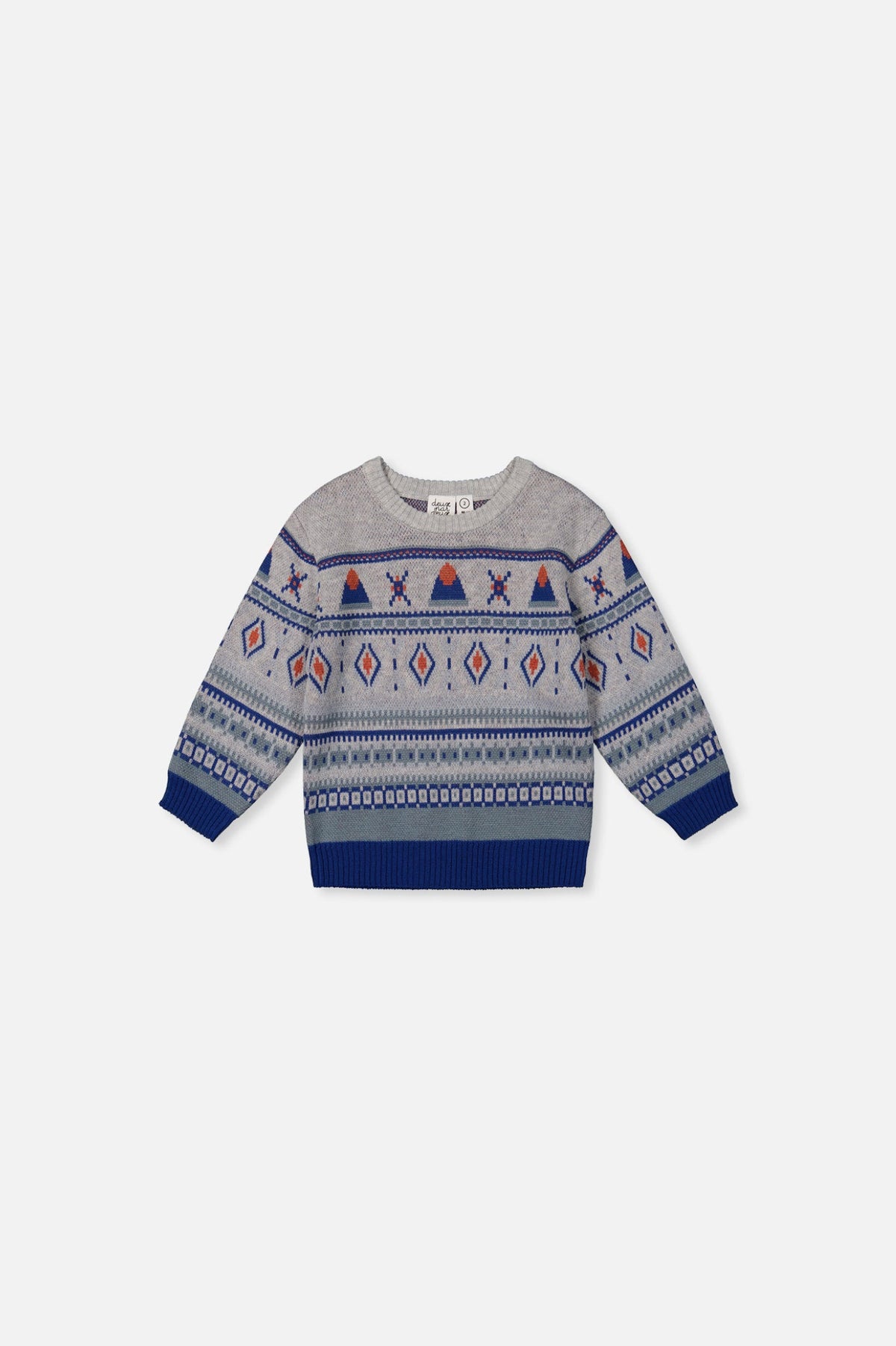 Baby Jacquard Knit Sweater Blue And Beige-0