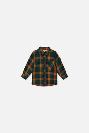 Baby Plaid Shirt Orange, Blue And Green-0