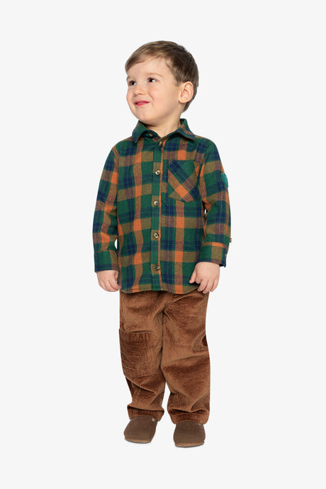 Deux par Deux Plaid Shirt Orange, Blue And Green