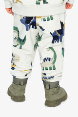 Fleece Sweatpants Beige Dinosaur Print-4