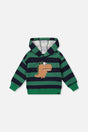 Fleece Hoodie With Applique Blue Striped Green-0