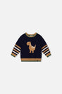 Baby Knit Sweater With Intarsia Dark Blue, Brown And Beige-0