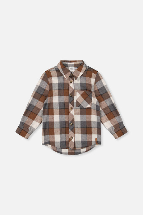 Flannel Shirt Grey And Beige Plaid-0