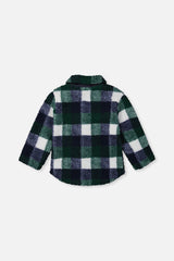 Deux par Deux Zipped Overshirt Blue And Green Checks